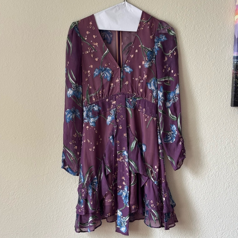 For Love And Lemons Purple Floral Mini Dress